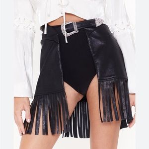 Nasty Gal Fringe Faux Leather Skirt